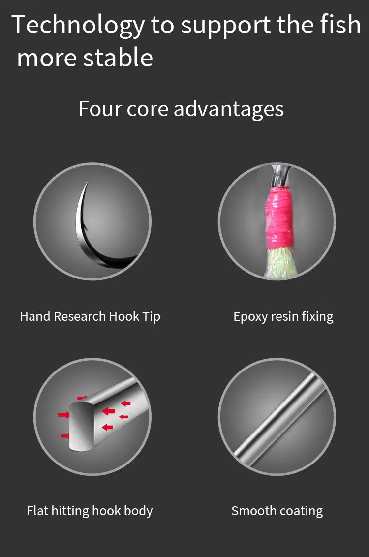 BKK8062 5X 1/0#-7/0# Saltwater Fishhooks Jigging Metal Sea double assist hook with Luminous silk Fishing Hook