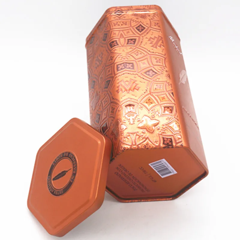 customized tea packaging metal box Gift wine box 6 sides  metal packaging special-shaped tinplate storage