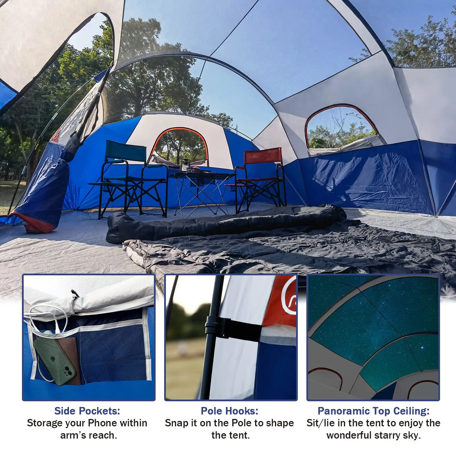 Outdoor camping tent 10 people outdoor camping tent Double layer thickening rainproof large family outing travel shed