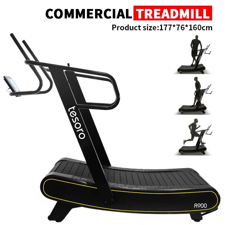 Running Walking machine LED Screen New design curved slat gym exercise machine fitness self generating treadmill
