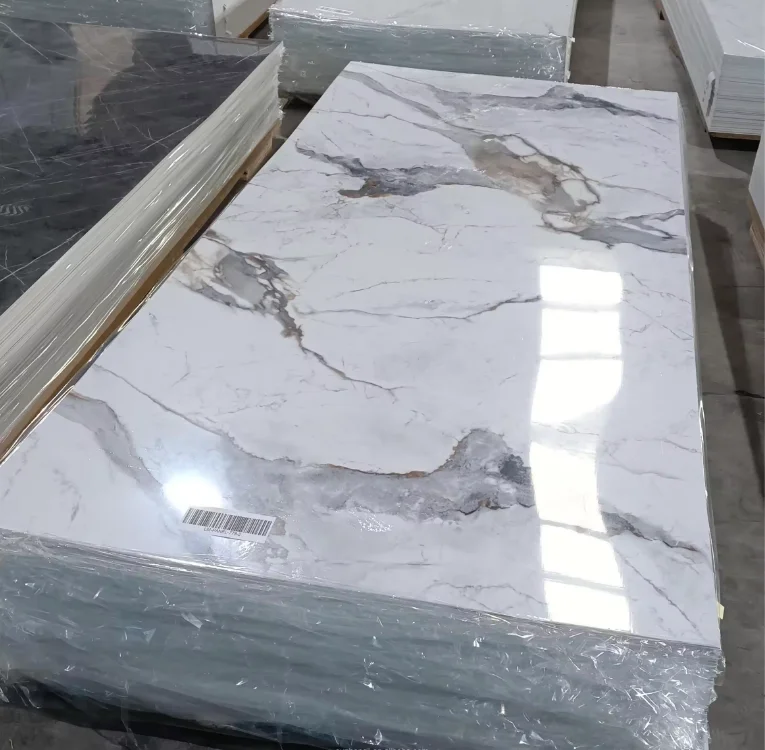 Cheapest PVC wall cladding UV marble sheet UV panels WPC wall panel UV marble sheet for indoor and outdoor decoration on sale
