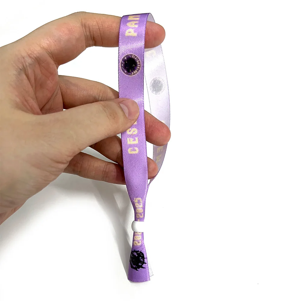 Custom LOGO fabric woven cloth wristbands eco friendly bracelet for events party distinguish VIP plastic clasp with lock