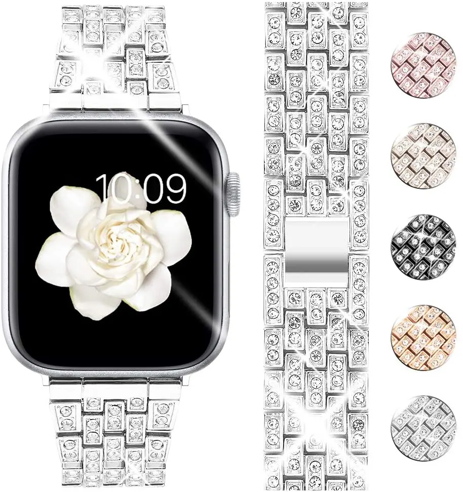 Cuff Bangle Bracelet Bling for women apple watch band rhinestone Bracelet Iced Out watch Bands Metal with Charms for Apple