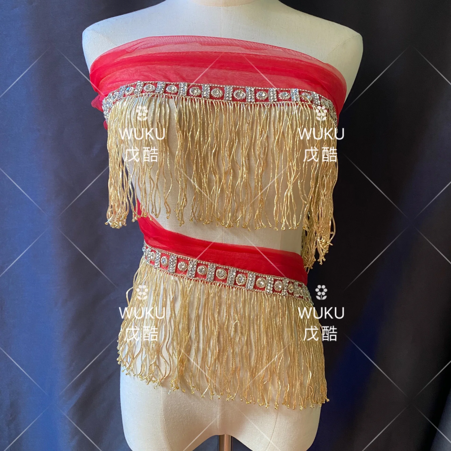 indian thread handmake sew on mesh trim in gold