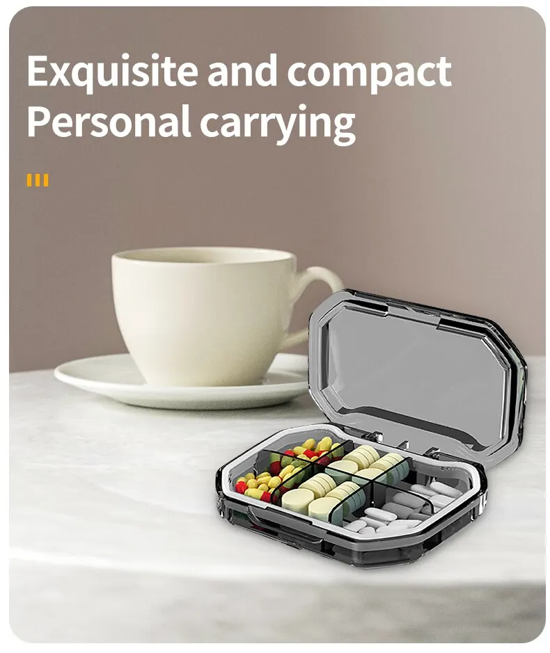 6 Grids Pill Storage Box Travel Medicines Storage Box Drug Separation Mini Portable Organizer Container With Seal Ring
