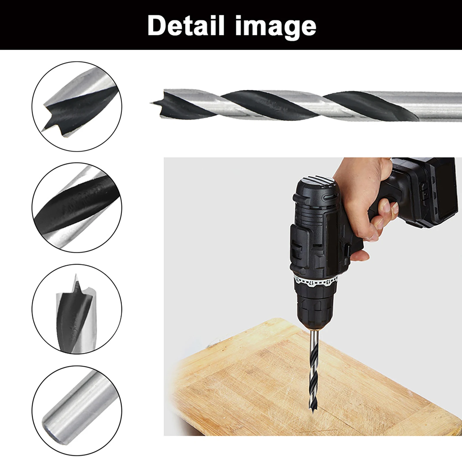 15pcs HCS Brad Point Wood Drill Bit Set for DIY