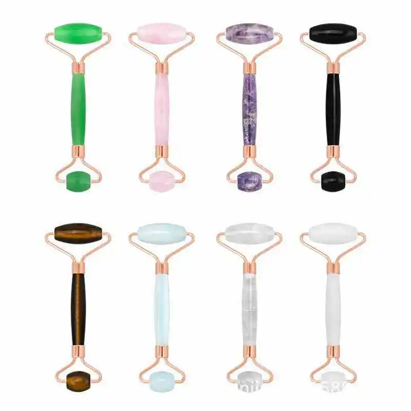 3 in 1 comb rose quartz  flower handle green jade face roller gua sha set gua sha scraping tool stein neu jade roller bulk