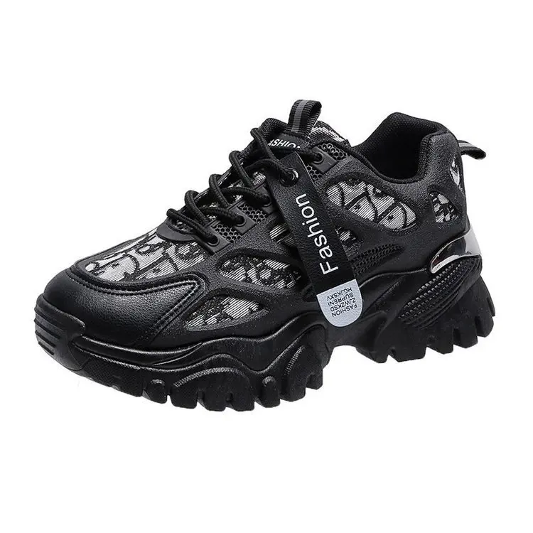 Wholesale fashion ladies girls hight increasing walking style sepatu white casual sport platform chunky sneakers shoes for women