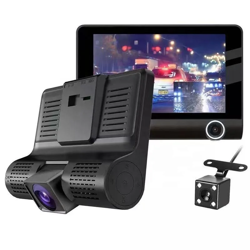 Three Cameras dashboard Camera car Black Box Dash Cam Video Recorder Car DVR With