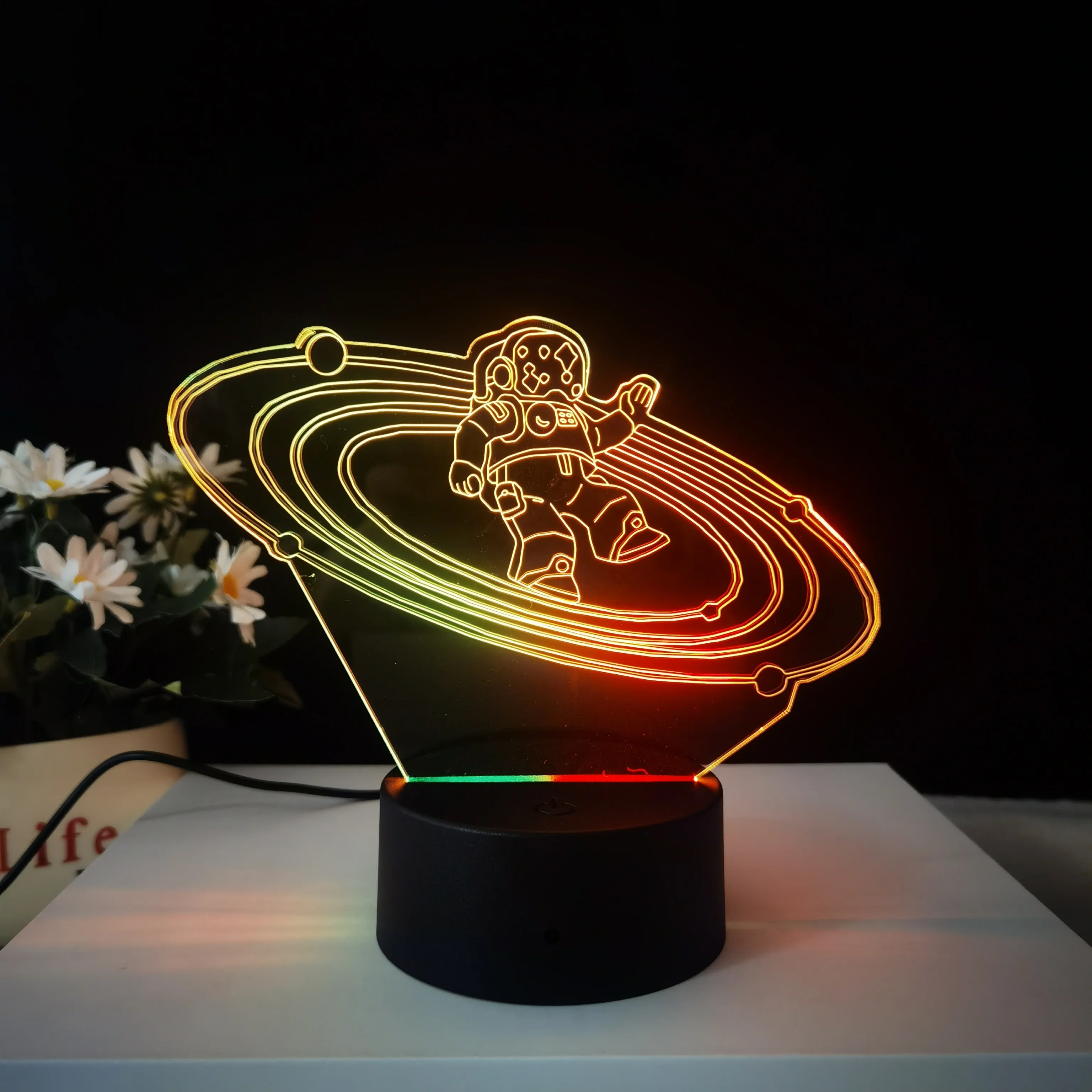 3D Art Night Lamp Luminous Colorful Led Night Lights Desktop Home Decor Remote Control Astronaut Tables Acrylic Lamp Bedroom