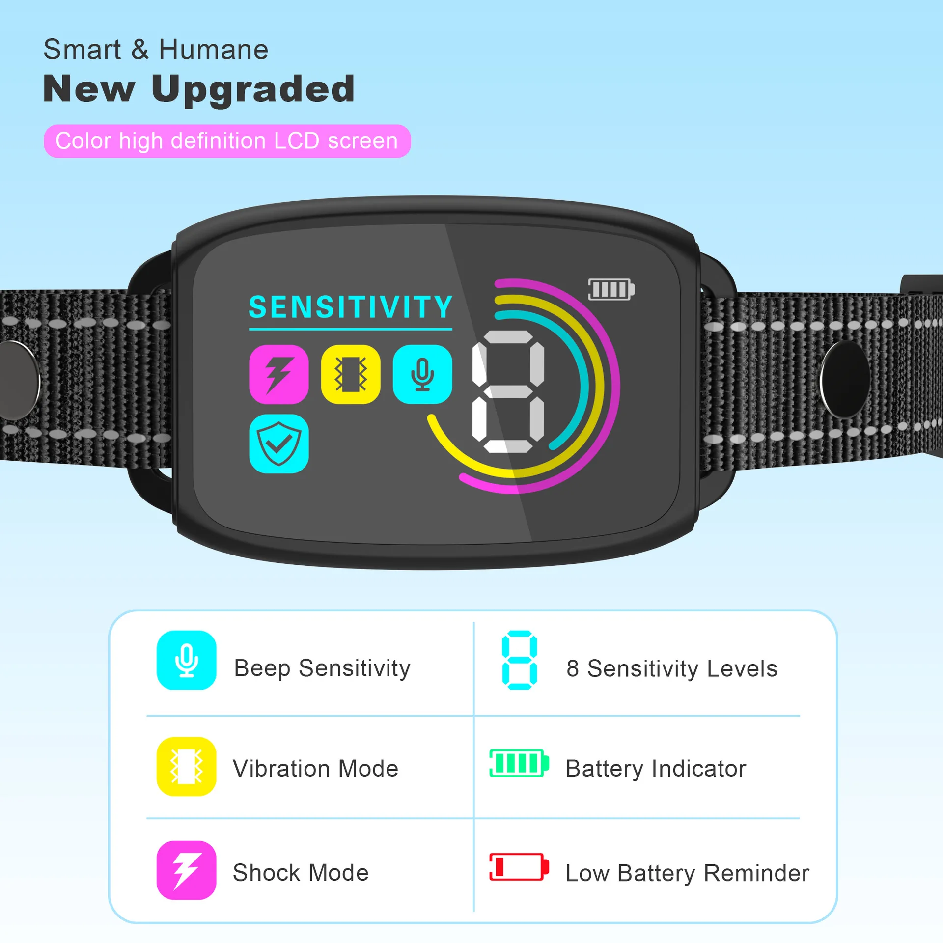 Waterproof Dog Anti-barking Collar Automatic Anti Bark Dog Collar Type C Rechargeable Dog Trainer Electric Shock Beep