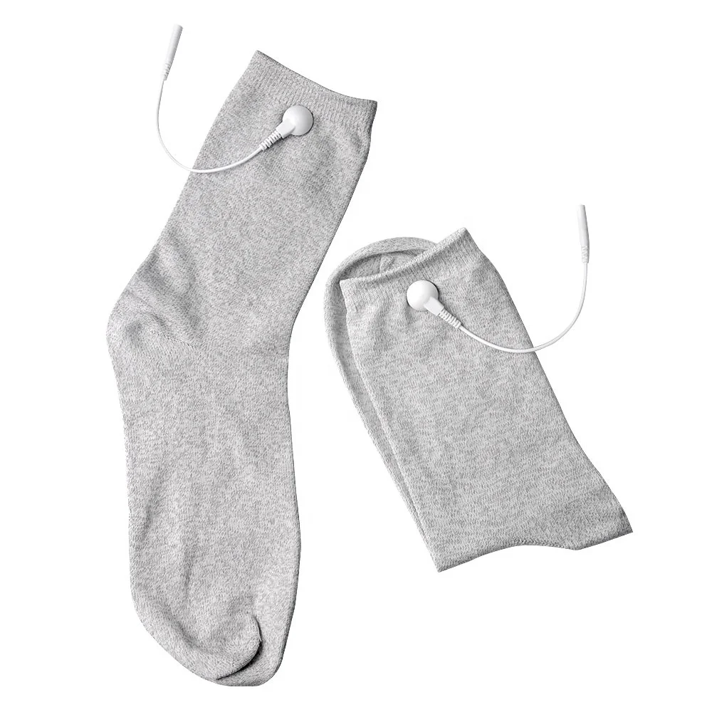 KM407 Hot sell washable TENS silvery fiber socks reusable conductive fabric electrodes relieve food pain electric stimulator