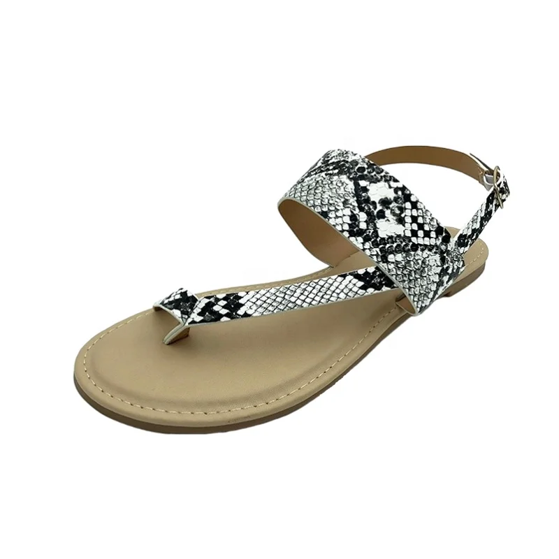 Snake PU Ladies sandals summer sandals for women Fashion sandals with flat bottom