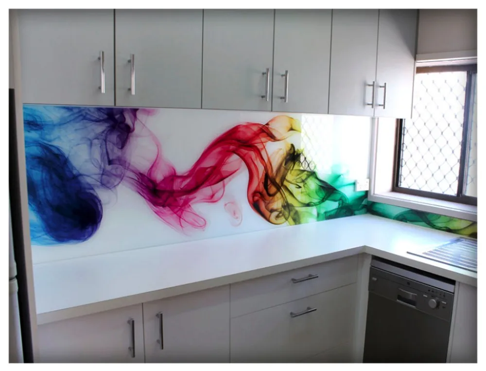 Hot Sale 4- 6mm Colored Back Painted Splashback Glass, Kitchen Glass Wall