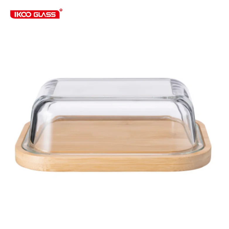 Easy to Use and 100% Food Safe High Borosilicate Glass Butter Dish with Bamboo Lid
