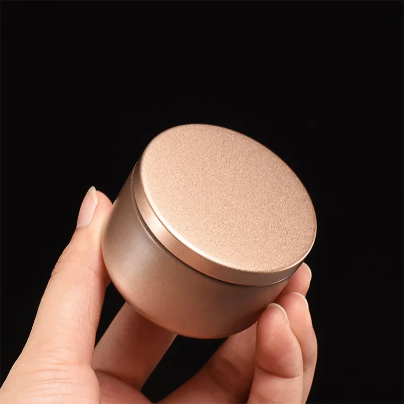 Luxury Small Round Metal Airtight Scented Tea Tin Can Rose Gold
