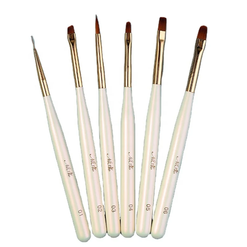 Nail Supplies Nylon Liner Nail Brushes,Wooden Handle Petal Drawing Nail Pens