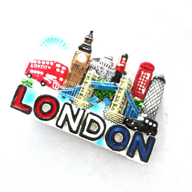 Wholesale custom design London England tourist souvenir handmade resin fridge magnet