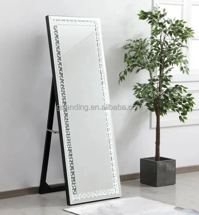 Framed Rhinestone Floor-Length Mirror