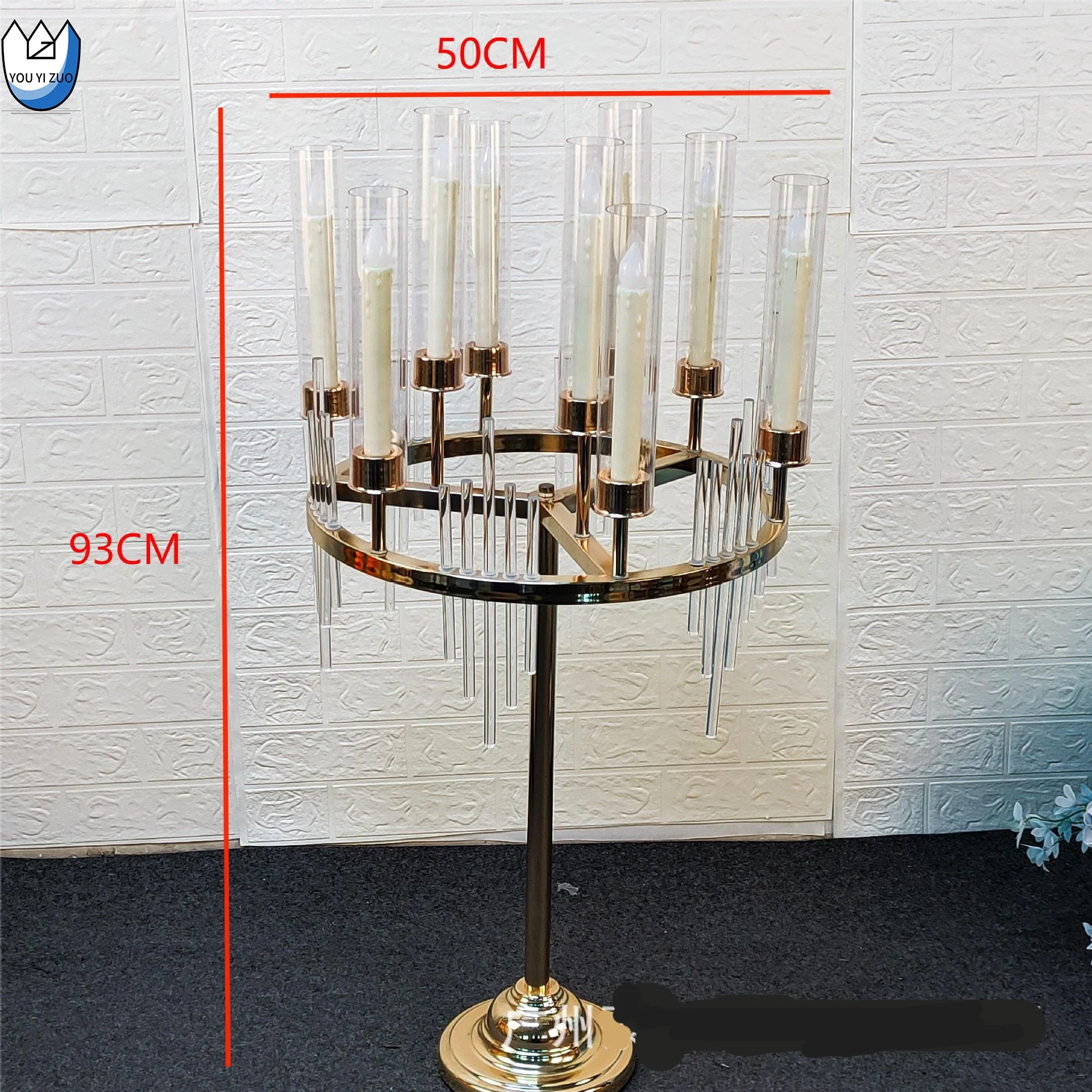 YYZ Decorative Accents Gold Metal Candlestick Holder 36.6 inches Height Gold Candelabra for Wedding Event