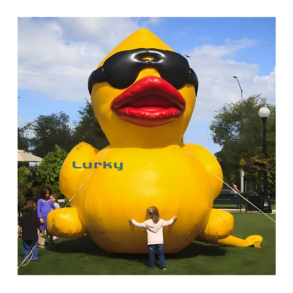 Inflatable yellow animal duck with sunglasses and wings promotion for advertising