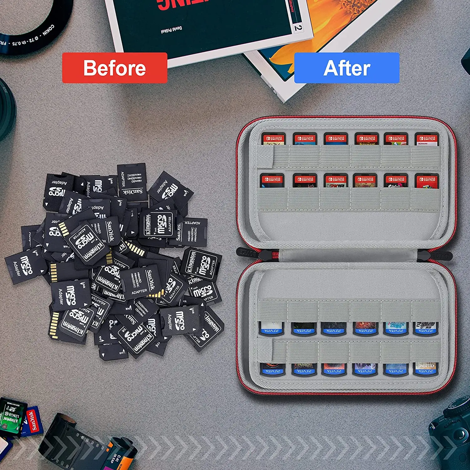Черная сумка для хранения игровых карт 80 в 1 EVA чехол переключения SD