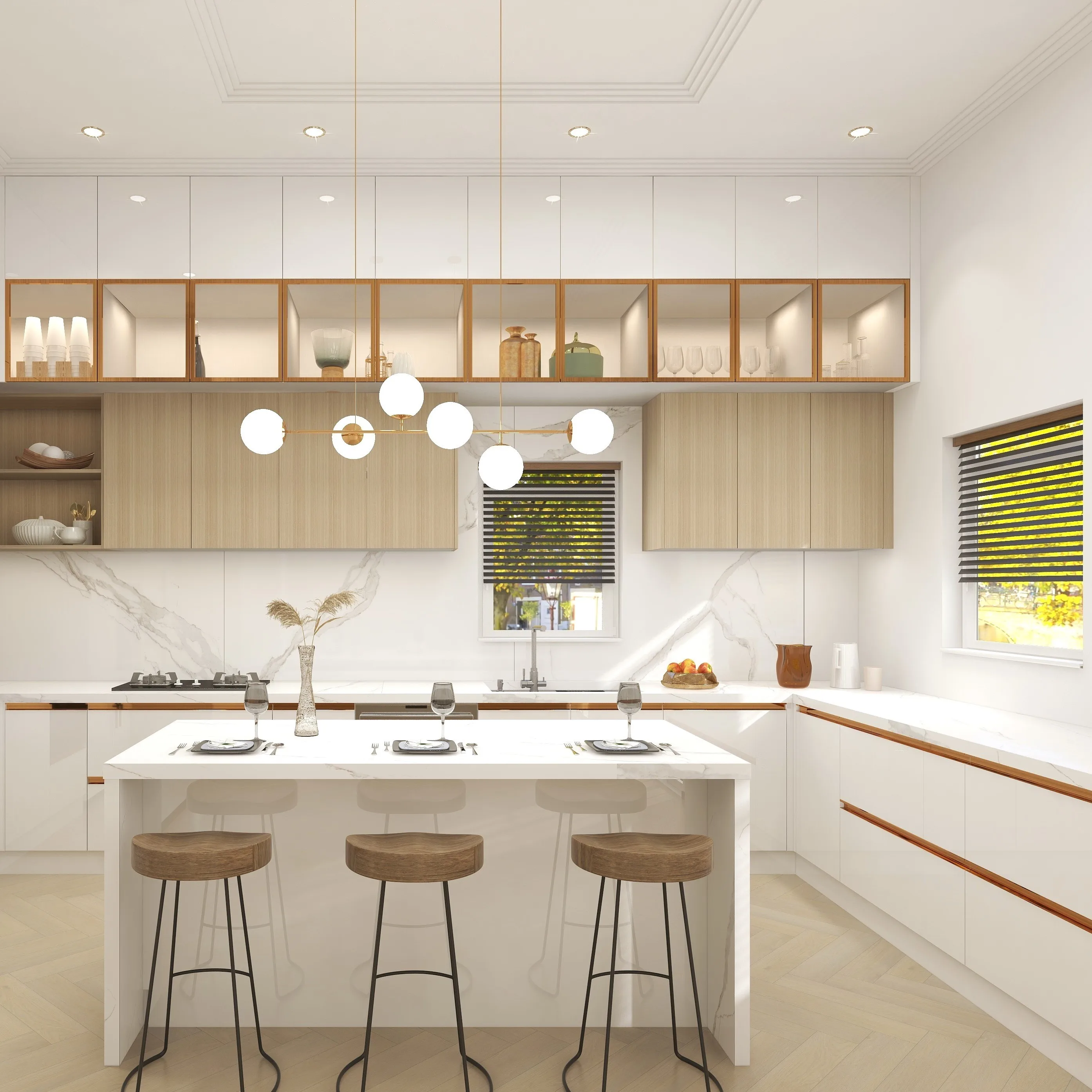 YALIG fine workmanship cheap price kitchen furniture modern style wooden luxurious high end kitchen cabinet