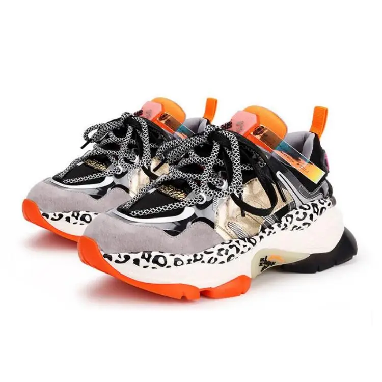 High Quality Genuine leather Sports Shoes Retro Chunky Sneakers for Women Thick Sole Casual Shoes Athletic Dad shoes