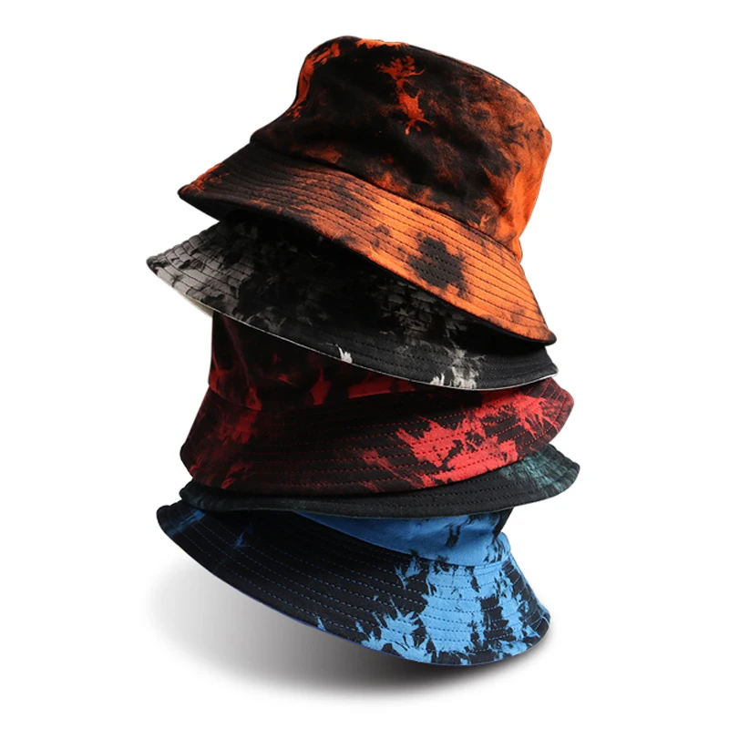 RTS High quality luxury design printed fishing cap wholesale fashion tie dye bucket hat women outdoor sunshade beach hats caps