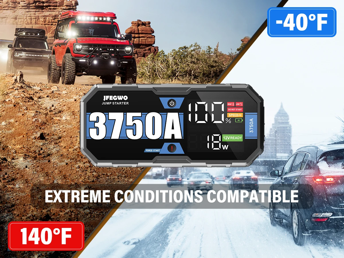 Portable Car Jump Starter Power Bank 3750A 22000mAh Battery Booster Super Capacitor Jumper Starter For Car Starter