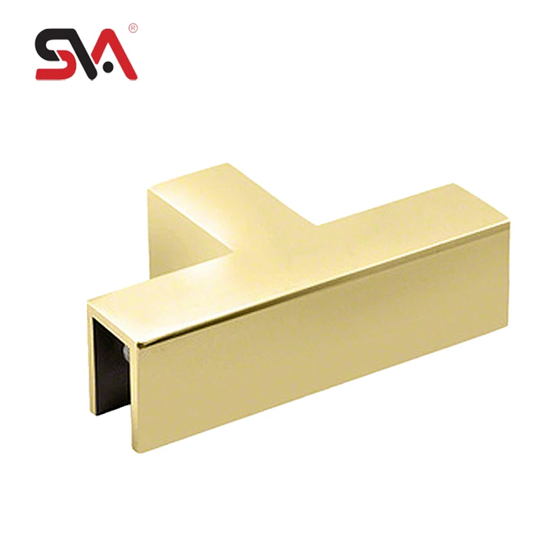 Modern Polished Gold 8-12mm Tempered Glass Shower Door Fitting Set Slip Fit 90 Degree T Glass Bathroom Clip Door Clamp