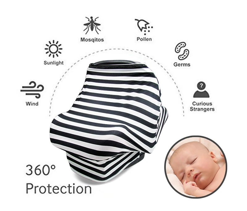 Sublimation Polyester Nursing Breastfeeding Cover Stroller Shopping Cart Baby Car Seat Covers