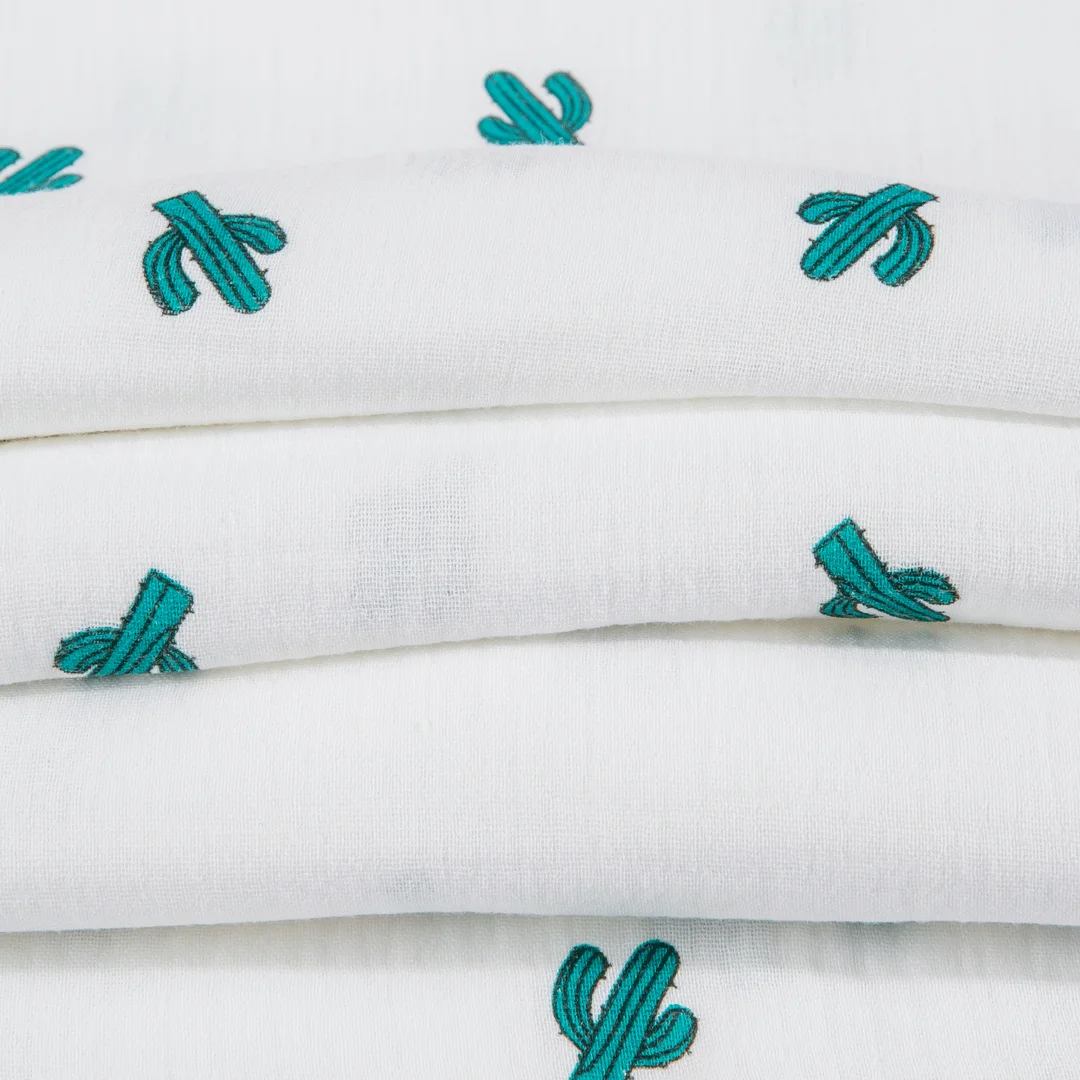 Newest Design High Quality 100% Cotton Plain Weave Double Layer Use Printed Gauze Fabric For Baby Dressing