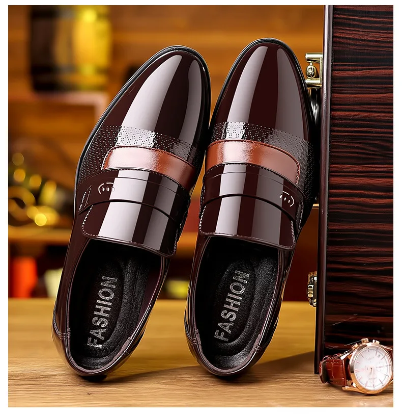 A070 Fashion Breathable Men Leather shoes large size Business dress shoes
