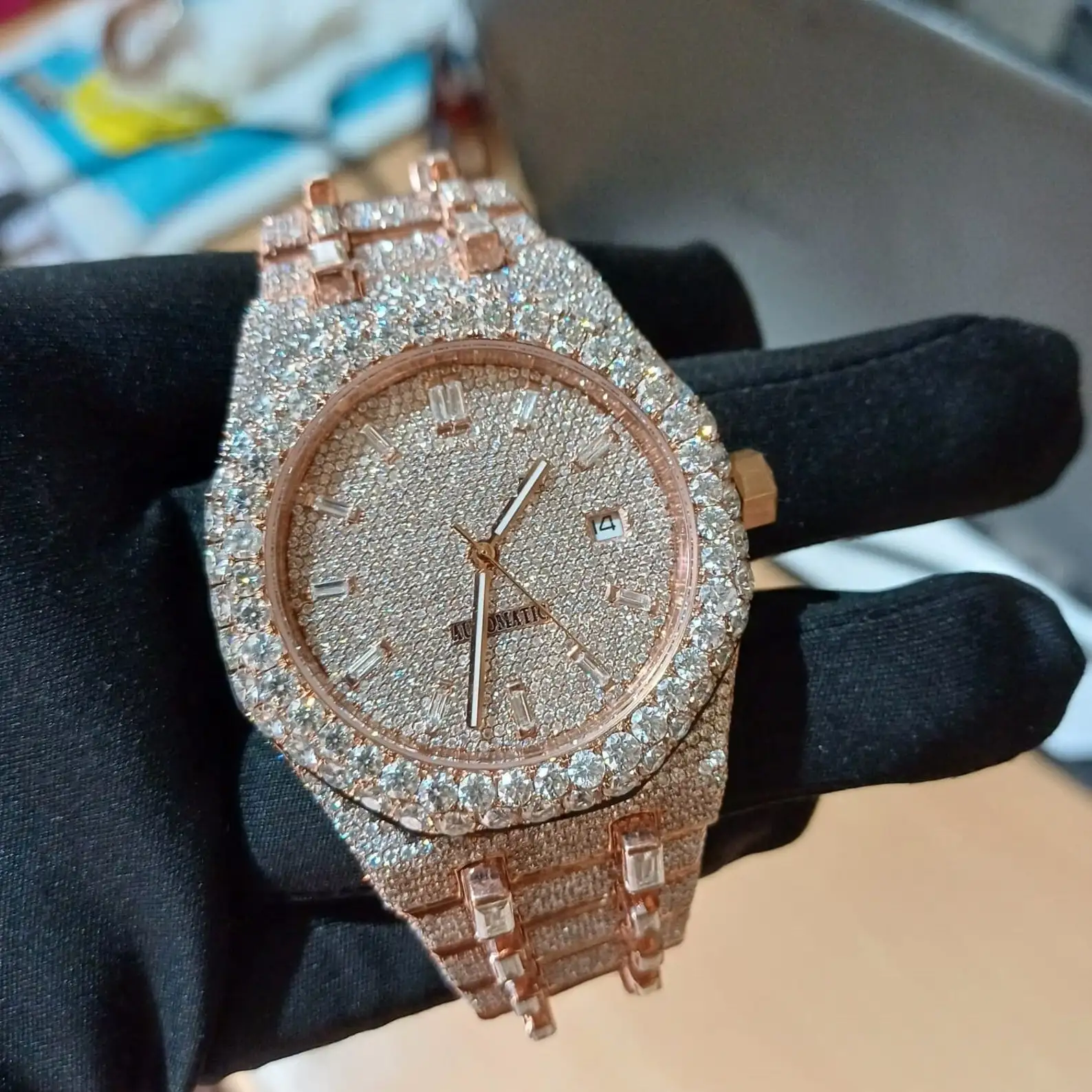 Luxury Vvs Mossanite Diamond Watch Factory Custom Iced Out Pass Diamond Test  Women Hip Hop full diamond watches