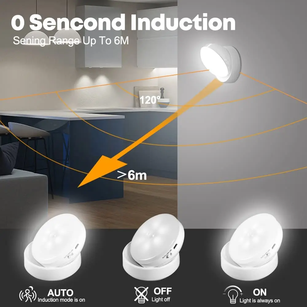 360 degree  Magnetic attraction base without dead corners Automatic wireless human body sensing light short charging time