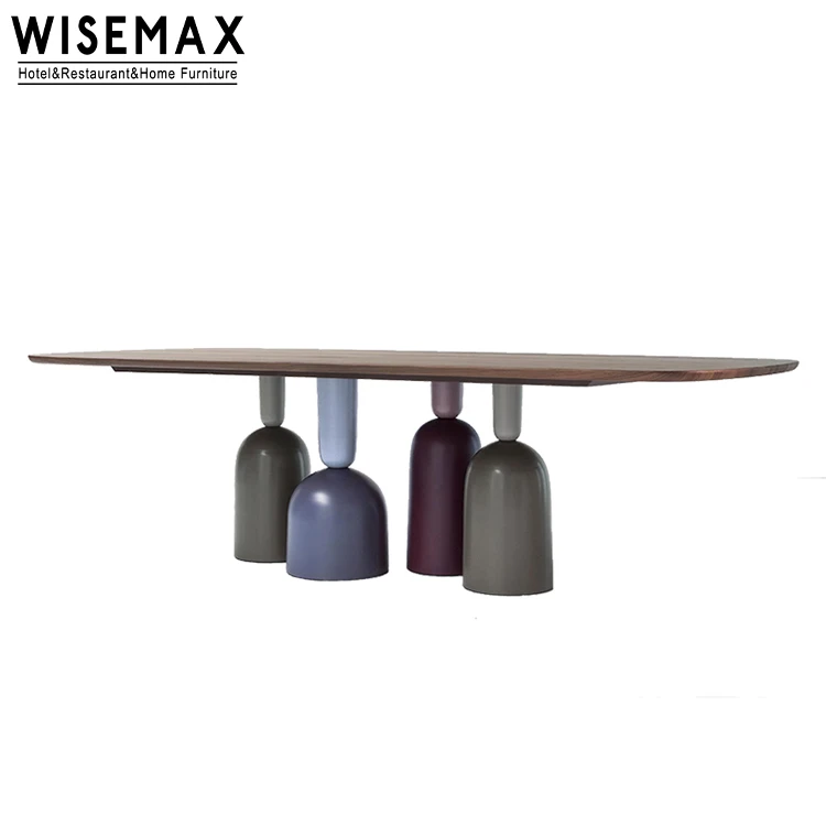 WISEMAX FURNITURE Hot selling home furniture Italian style Solid wood top Wood base rectangular dining table Modern office table