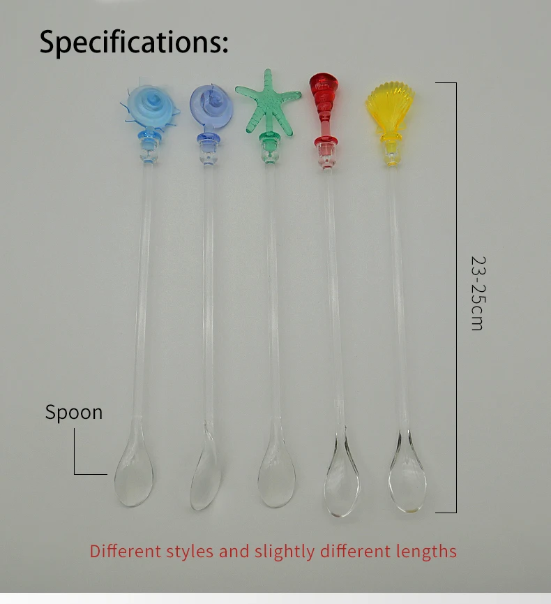 Factory Hot Sales Bar&restaurant Ocean Art Mixing Stick Style Spoon Acrylic Mixing swizzle sticks