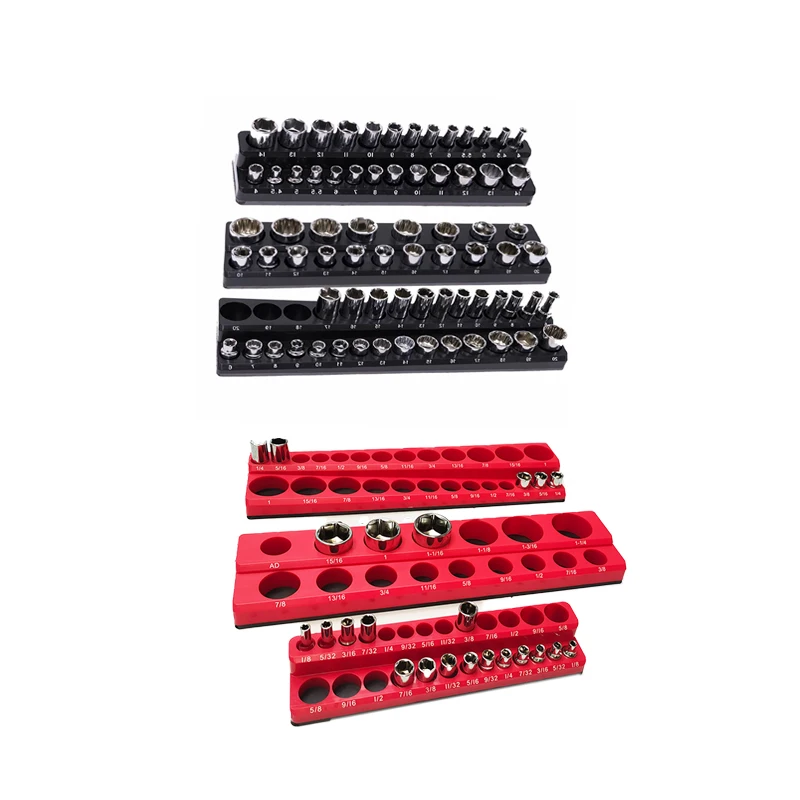 Hot Sell 1/4 in, 3/8 in, 1/2 in Drive Magnetic Socket Organizer, Socket Set Holder Organizer Magnetic for Workshop