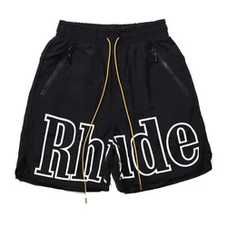 Unisex Rhude New York Letters Reflective Print Shorts For Men And Women Hip Hop Slacks Summer man short