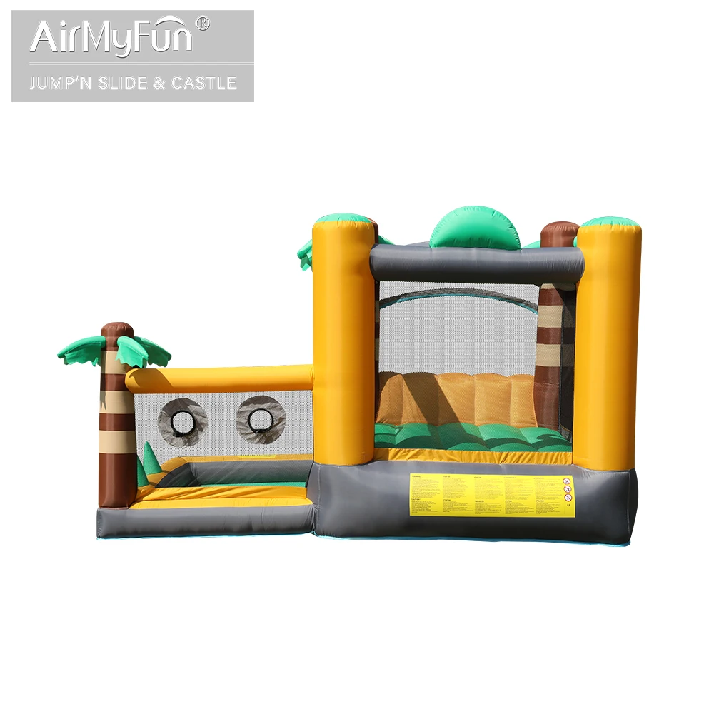 Spacewalk Home Use Tropical Palm Tree Dinosaur Inflatable Outdoor Jumping Castle Bounce House With Ball Pit And Slide