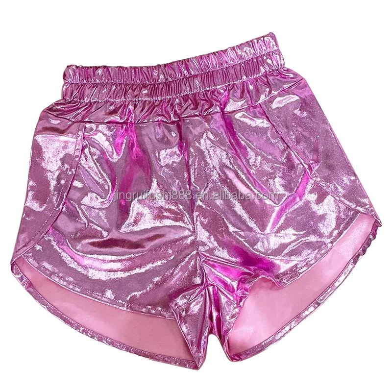 Summer Baby Girls Pu Leather Shorts Fashion Western Solid Metallic Children Shorts Pants