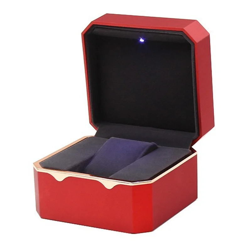 Luxury watch box Octagonal gold-rimmed watch box with light, high-end led watch storage box private customization