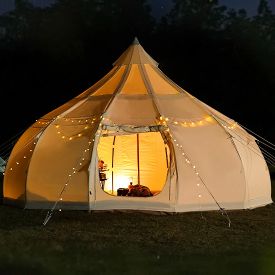 CLM Custom Glamping Tent Wall Yurt House Family Tent Fire Resistant Outdoor Cotton Canvas Lotus Belle Tent