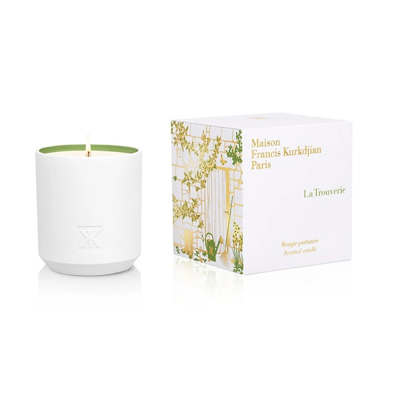 Wholesale frosted white glass candle jar with metal gold lid for luxury gift set