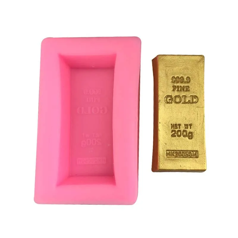 Single Large Simulation Gold Bar Gold Brick Silicone Mold Simulation 999 Gold Fondant Cake Tool Handmade Soap