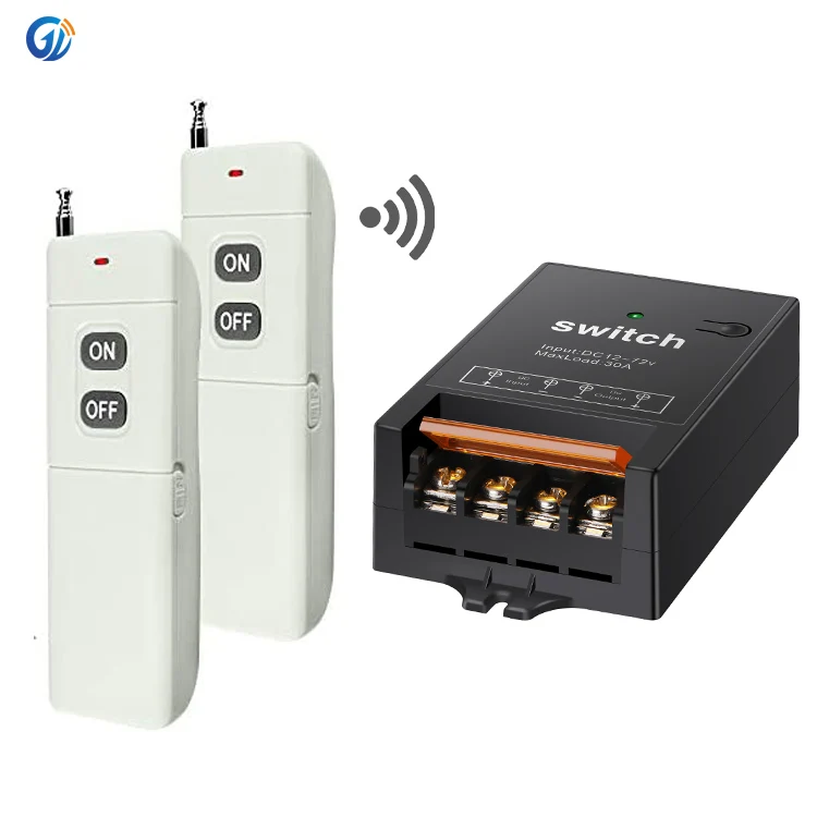 long distance eu 12v DC Light 40A Relay Receiver Transmitter and 2 gang Wireless Remote Control Switch for water pump and motor