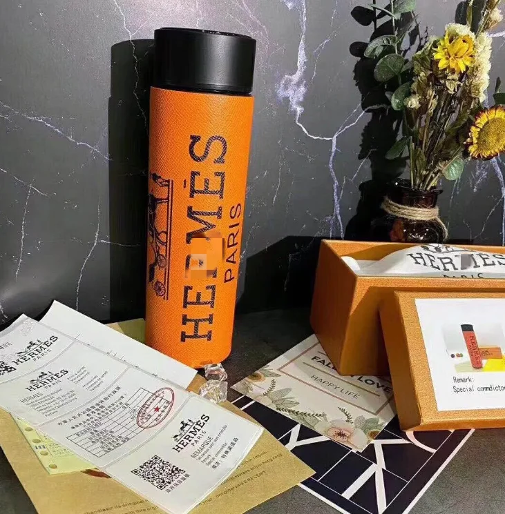 Новый стиль 2021, персонализированный светодиодный термос из нержавеющей стали, вакуумная Изолированная умная бутылка для воды в подарок