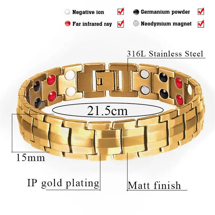 Healthcare Germanium Negative Stainless Bio Magnetic Bracelet Pain Relief Energy Bracelet