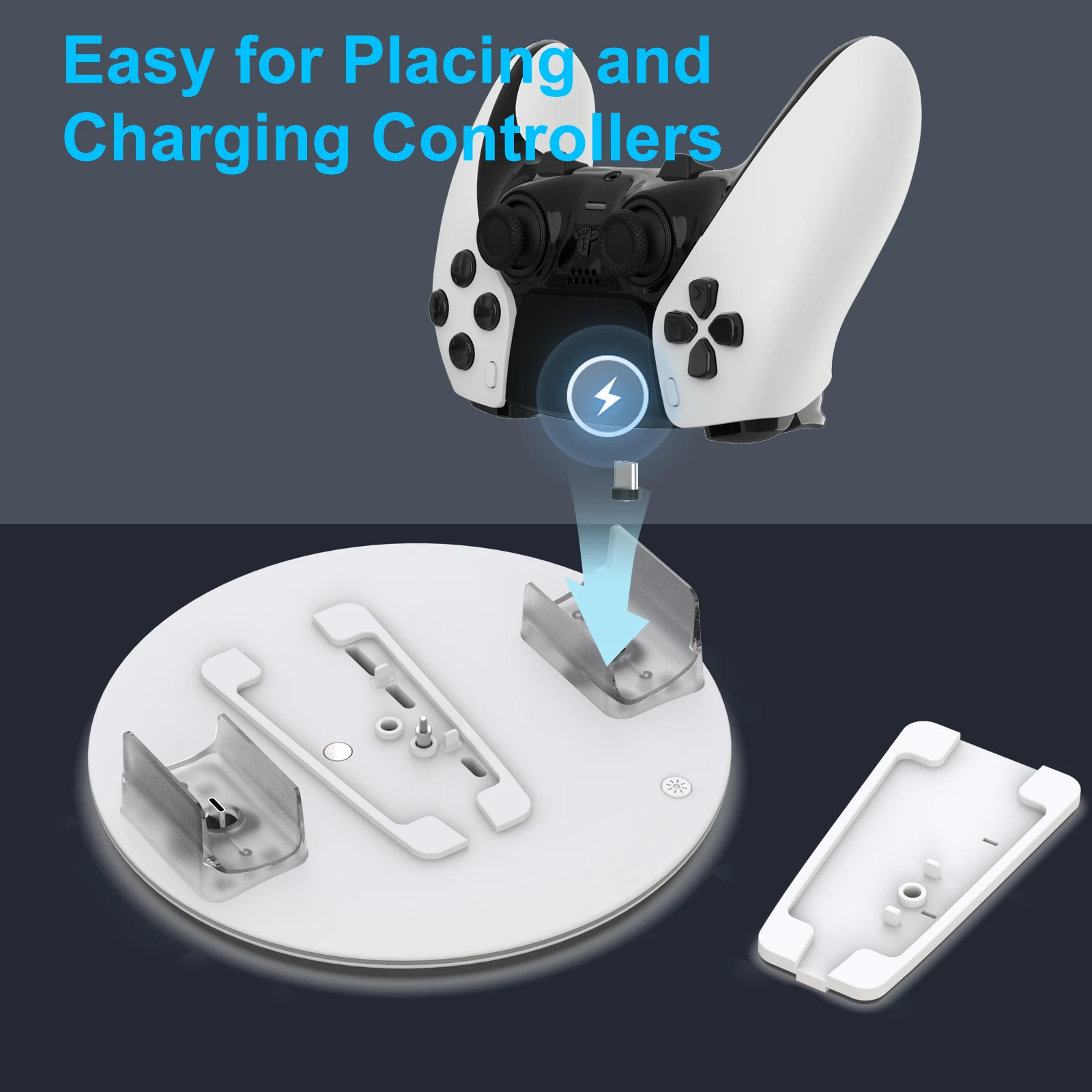 Multifunctional Atmosphere Light Charging Dock Stand Type-C Controller Charger for PS5 Slim Console Vertical Cooling Stand